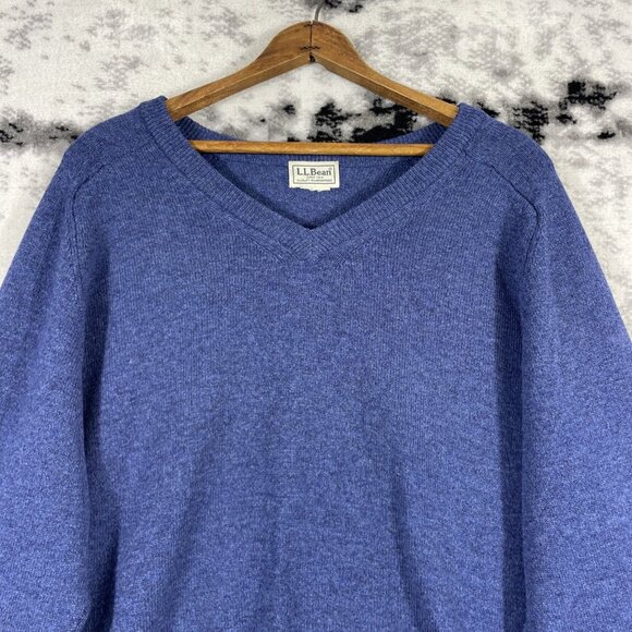 LL Bean Lambs Wool Sweater Mens Size S/M Blue V-Neck Comfort Casual - Picture 4 of 8